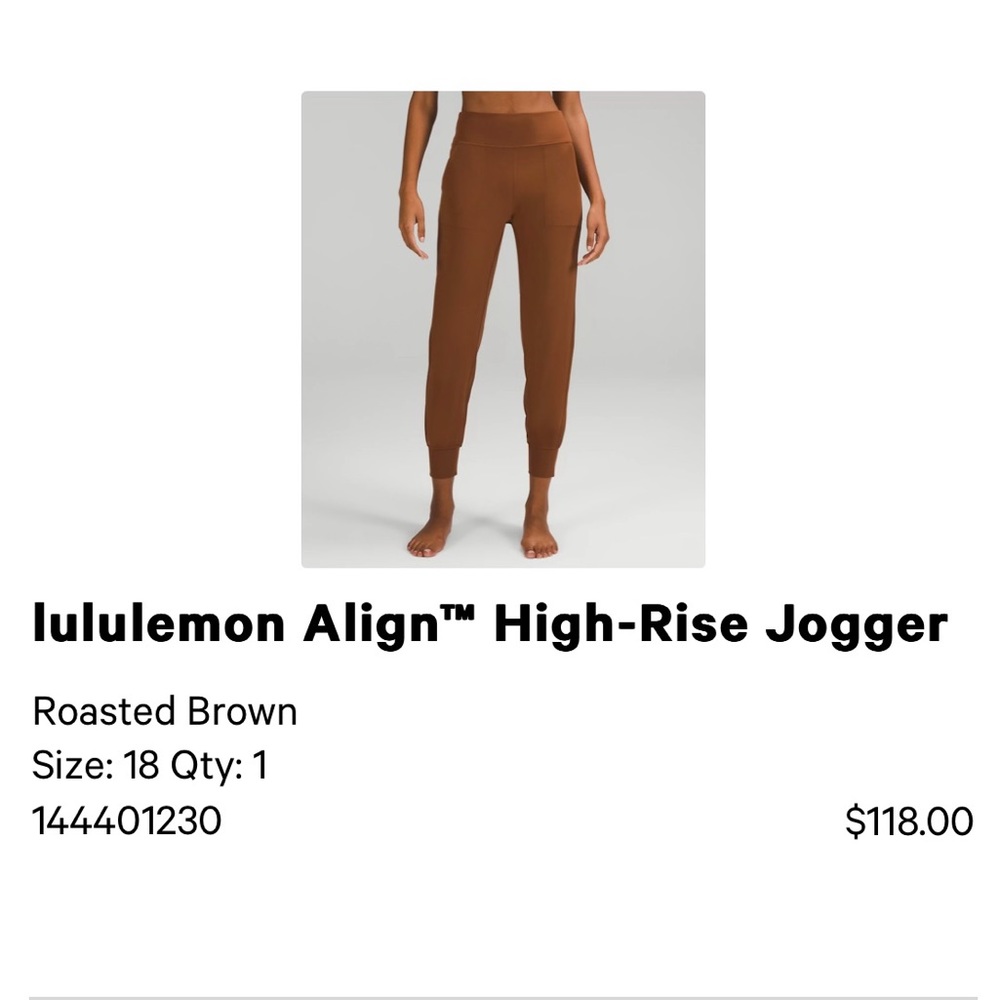 Lululemon NWOT Align High Rise Jogger Roasted Brown